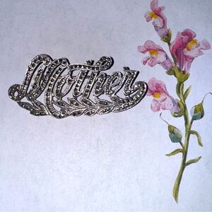 Vintage Sterling & Marcasite Mother Brooch